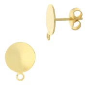 Flat pad earstuds 12 mm fine Gold plated x2