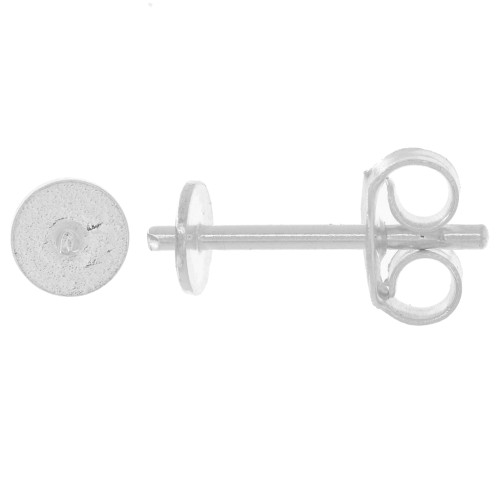Semi-pierced earstuds 4 mm - 0.9 mm shank in 925 Sterling Silver x2