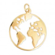 925 Sterling Silver World Map pendant 23.5 mm Gold Tone x1|raw }}