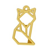 925 Sterling Silver origami fox 17 mm Gold Tone plated x1|raw }}