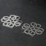 Brass space ethnic pattern 25 mm Rhodium Tone x2