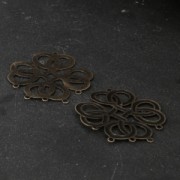 Brass space ethnic pattern 25 mm Bronze Tone x2