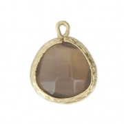 Faceted charm imitation gemstone 16 mm Satin Gold/Grey x1