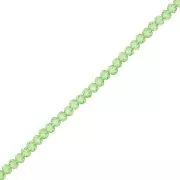 Round faceted beads - round flattened 3x2 mm Transparent Light Green x35cm