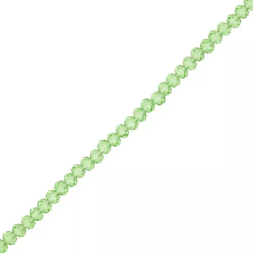Round faceted beads - round flattened 3x2 mm Transparent Light Green x35cm