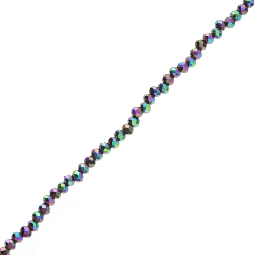 Rondelle beads faceted - round flattened -3.5x2.5 mm Jet Hematite Iris x29cm