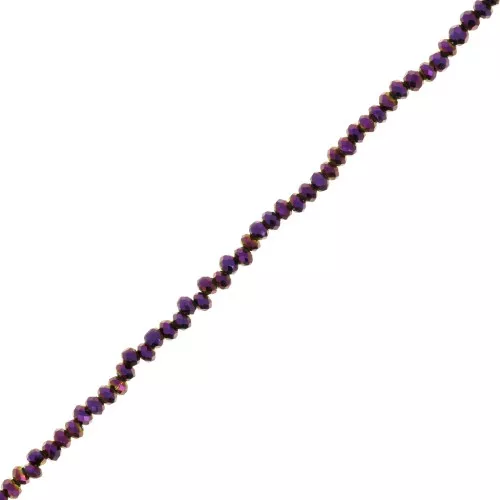 Fire Polished faceted flat round 2x1.5 mm Light Purple Iris x35cm