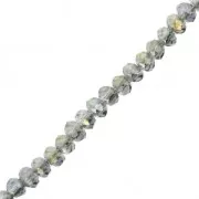 Fire Polished faceted flat round 3x2.5mm Luster Grey x40cm