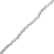 Round faceted beads - round flattened - 3.5x3 mm Luster Grey x31cm