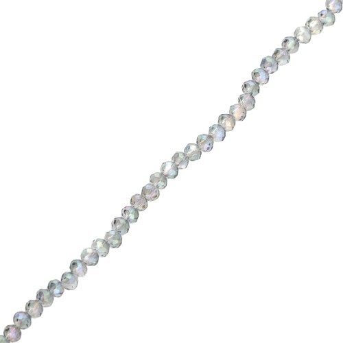 Round faceted beads - round flattened - 3.5x3 mm Luster Grey x31cm