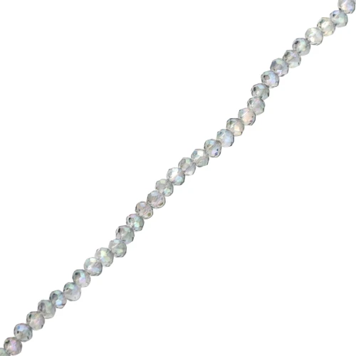 Round faceted beads - round flattened - 3.5x3 mm Luster Grey x31cm
