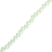Rondelle beads faceted - round flattened -3.5x2.8 mm Luster Aqua Green x31cm