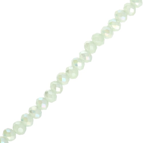 Faceted rondelle beads - flattened round - 3.5x3 mm Aqua Green Luster x31 cm