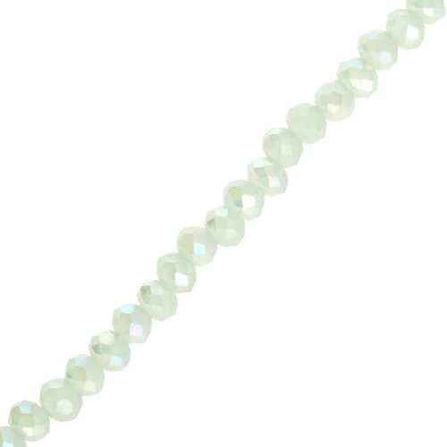 Faceted rondelle beads - flattened round - 3.5x3 mm Aqua Green Luster x31 cm
