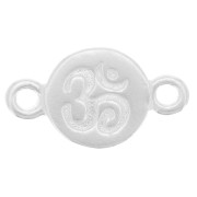 Mantra spacer om symbol 2 loops 13x8 mm 925 Sterling silver x1|raw }}