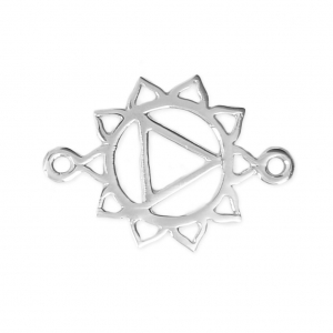 Solar plexus Chakra spacer 2 loops 20x15 mm 925 Sterling silver x1