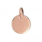 925 Sterling Silver medal charm 11 mm 18 karat 3 micron Rose Gold-plated x1