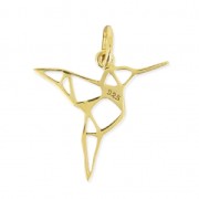 925 Sterling Silver charm origami bird 19 mm -18 carat 3-mic Gold-plated x1|raw }}