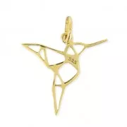 925 Sterling Silver charm origami bird 19 mm -18 carat 3-mic Gold-plated x1