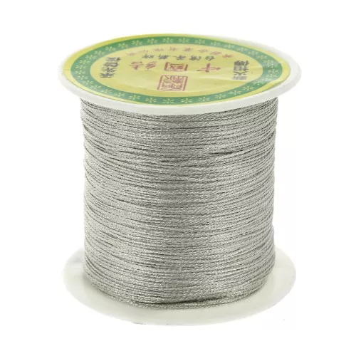 Braided nylon metallic thread 0.6 mm Silver Tone x130 m