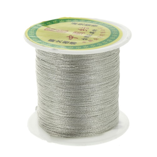Braided nylon metallic thread 0.3 mm Silver Tone x170 m