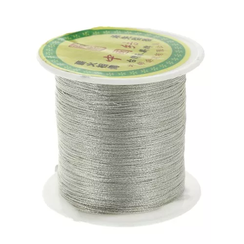 Braided nylon metallic thread 0.3 mm Silver Tone x170 m