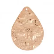 Hammered drop pendant 30x22 mm Rose Gold Tone HQ x1