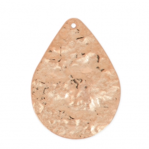 Hammered drop pendant 30x22 mm Rose Gold Tone HQ x1