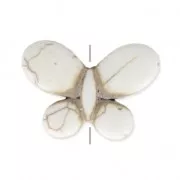 Bead Imitation howlite butterfly shape Bead 25x35 mm Bone Tone x1