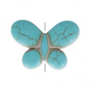 Bead Imitation howlite butterfly shape Bead 25x35 mm Turquoise x1