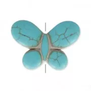Bead Imitation howlite butterfly shape Bead 25x35 mm Turquoise x1