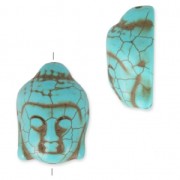 Bead Imitation howlite Bead buddha head shape 29.5x21 mm Turquoisex1