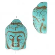 Bead Imitation howlite Bead buddha head shape 29.5x21 mm Turquoisex1