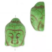 Bead Imitation howlite Bead buddha head shape 29.5x21 mm Olive x1