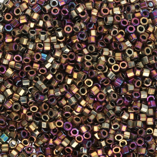 Miyuki Delica 11/0 Hex Cut DBC0029 - Metallic Purple Gold Iris