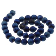 Beads Druse Agate Round bead 8 mm Dark Blue x10