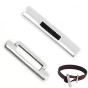 T cylinder Clasp 30 mm 10 mm lace - Antique silver tone x1