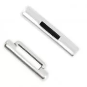 T cylinder Clasp 30 mm 10 mm lace - Antique silver tone x1