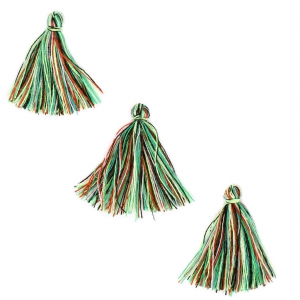 Imitation cotton tassels 26-30 mm Multicolored Green x10