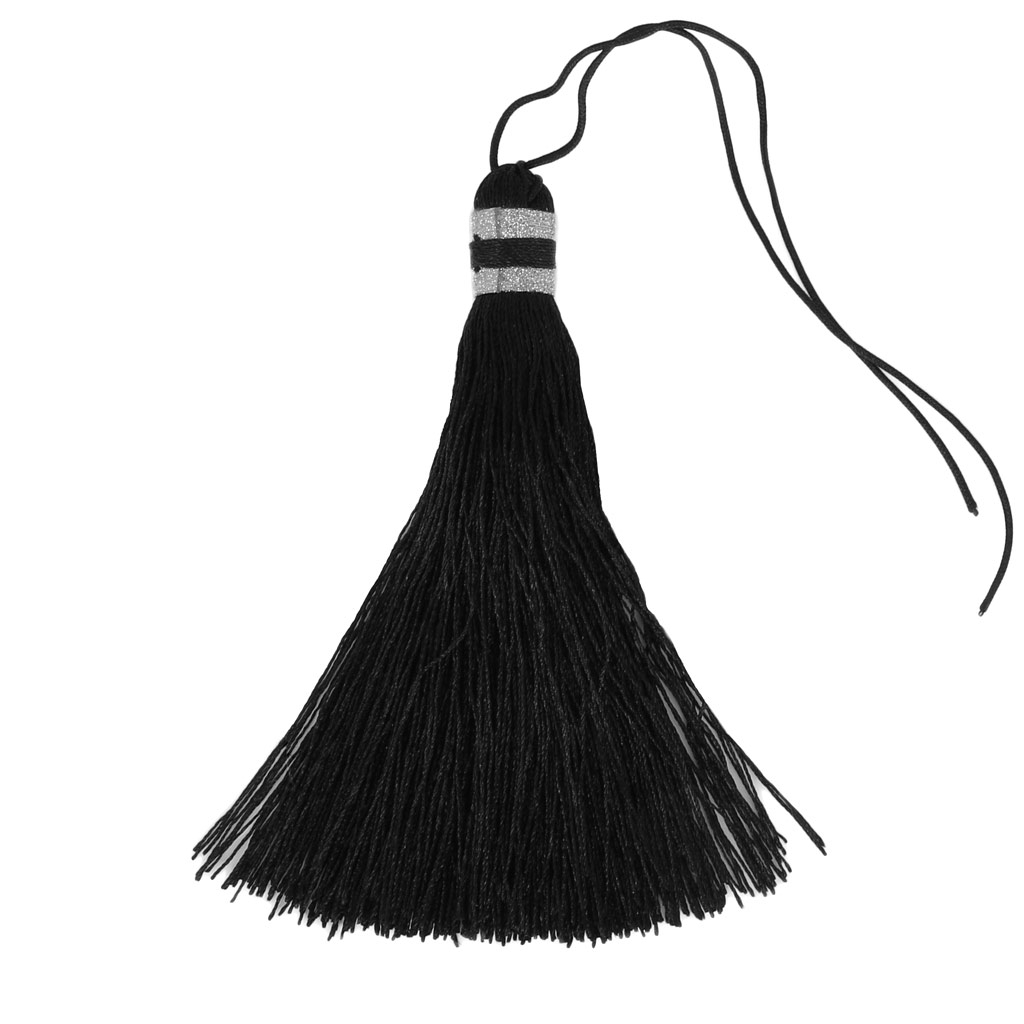 Large tassel 90 mm for decoration or jewels Black/Silver Perles & Co