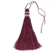 Large tassel 90 mm for decoration or jewels Bordeaux/Silver