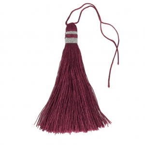 Large tassel 90 mm for decoration or jewels Bordeaux/Silver