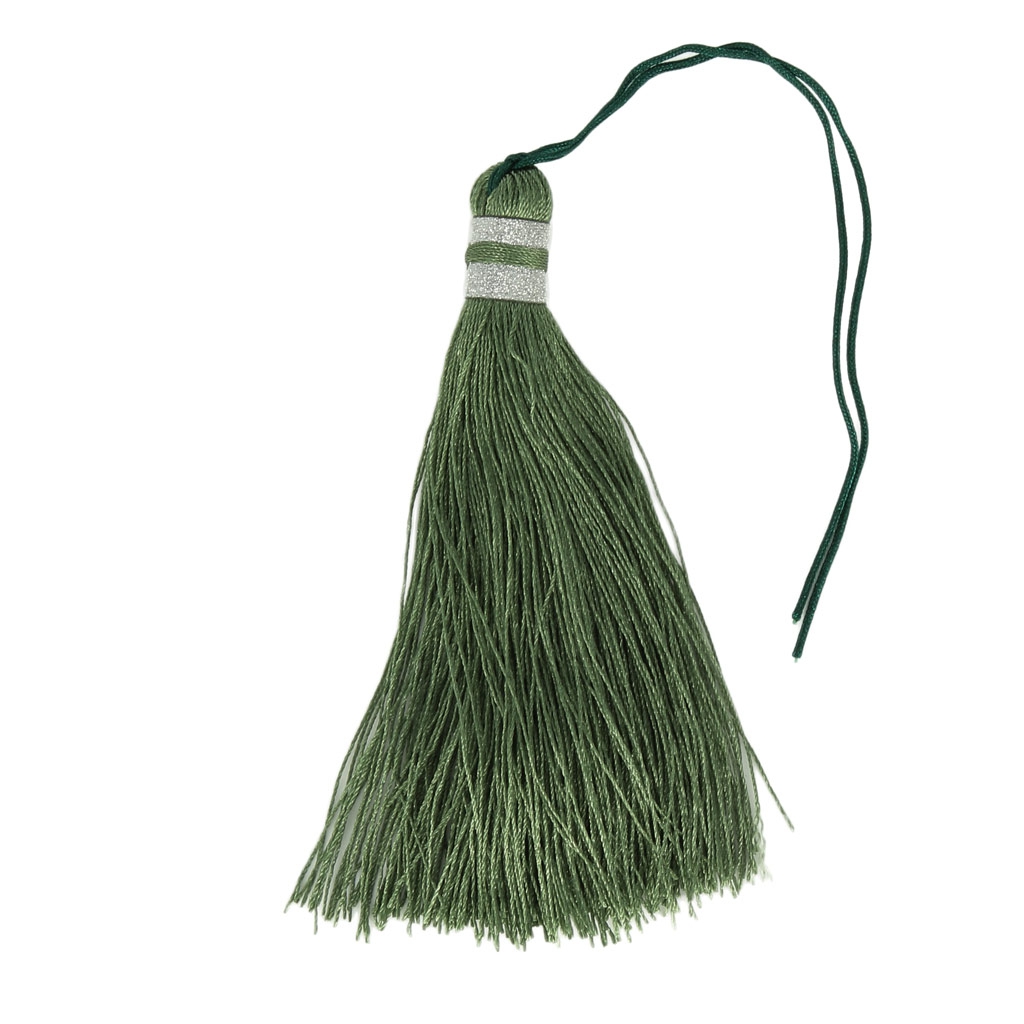 Large tassel 90 mm for decoration or jewels Olive/Silver Perles & Co