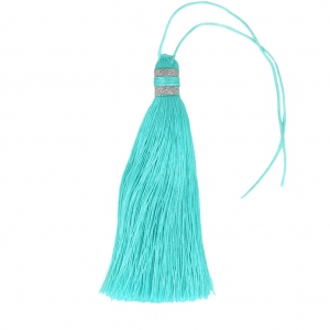 Large tassel 90 mm for decoration or jewels Aqua/Silver