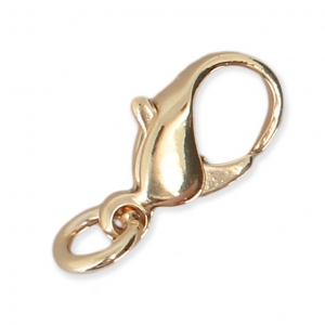 Fermoir mousqueton 12 mm avec anneau ouvert Plaqué Or 3 microns x1