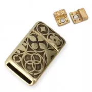Magnetic clasp ethnic pattern 22x13 mm for 10 mm lace - Bronze Tone x1