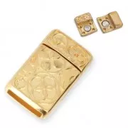 Magnetic clasp ethnic pattern 22x13 mm for 10 mm Lace - Gold Tone x1