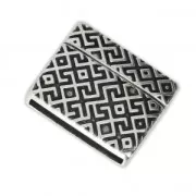 Magnetic clasp geometric pattern 19.3x22.5 mm for 20 mm Lace - Fine Antique silver plating