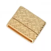 Magnetic clasp geometric pattern 19.3x22.5 mm for 20 mm Lace - Gold Tone x1