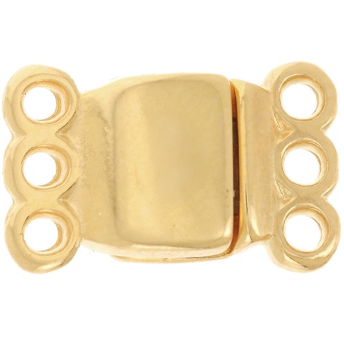 3-row magnetic clasp 14x8.5 mm - Fine gold plated x1